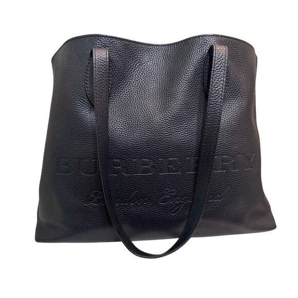 Auth. Burberry Remington Black Grainy Calfskin Leather Tote Bag Large - Picture 1 of 16